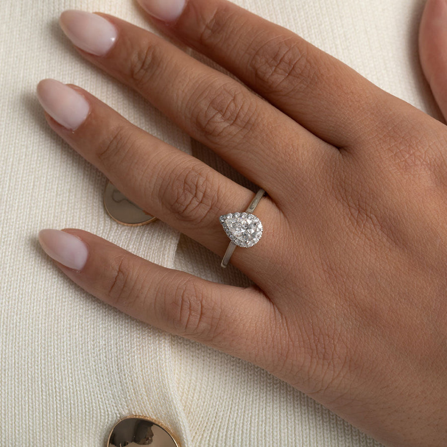 Halo-1.0 CT Pear Lab Grown Diamond Engagement Ring