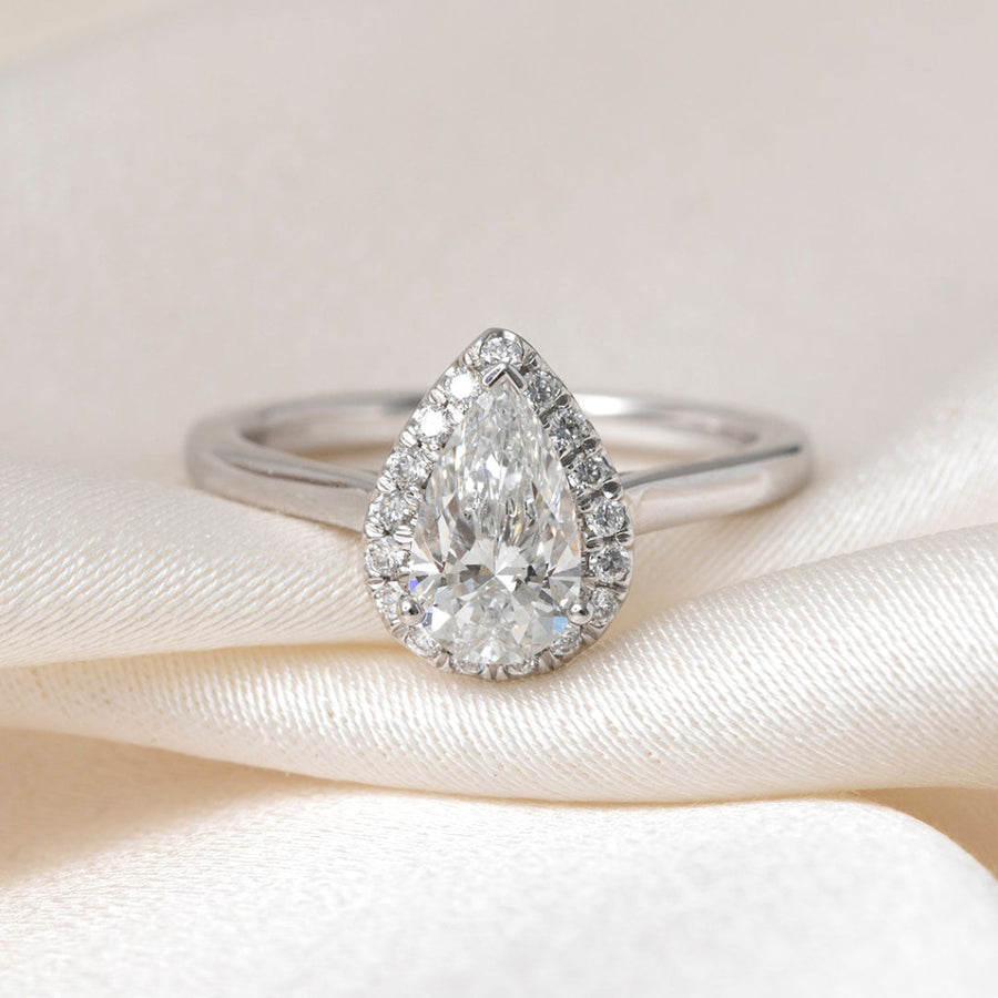 Halo-1.0 CT Pear Lab Grown Diamond Engagement Ring