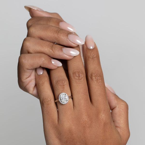 Halo-2.0 CT Oval Lab Grown Diamond Engagement Ring - Halo-2.0 CT Oval Lab Grown Diamond Engagement Ring
