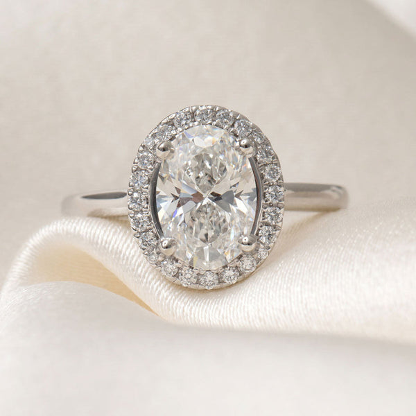 Halo-2.0 CT Oval Lab Grown Diamond Engagement Ring - Halo-2.0 CT Oval Lab Grown Diamond Engagement Ring