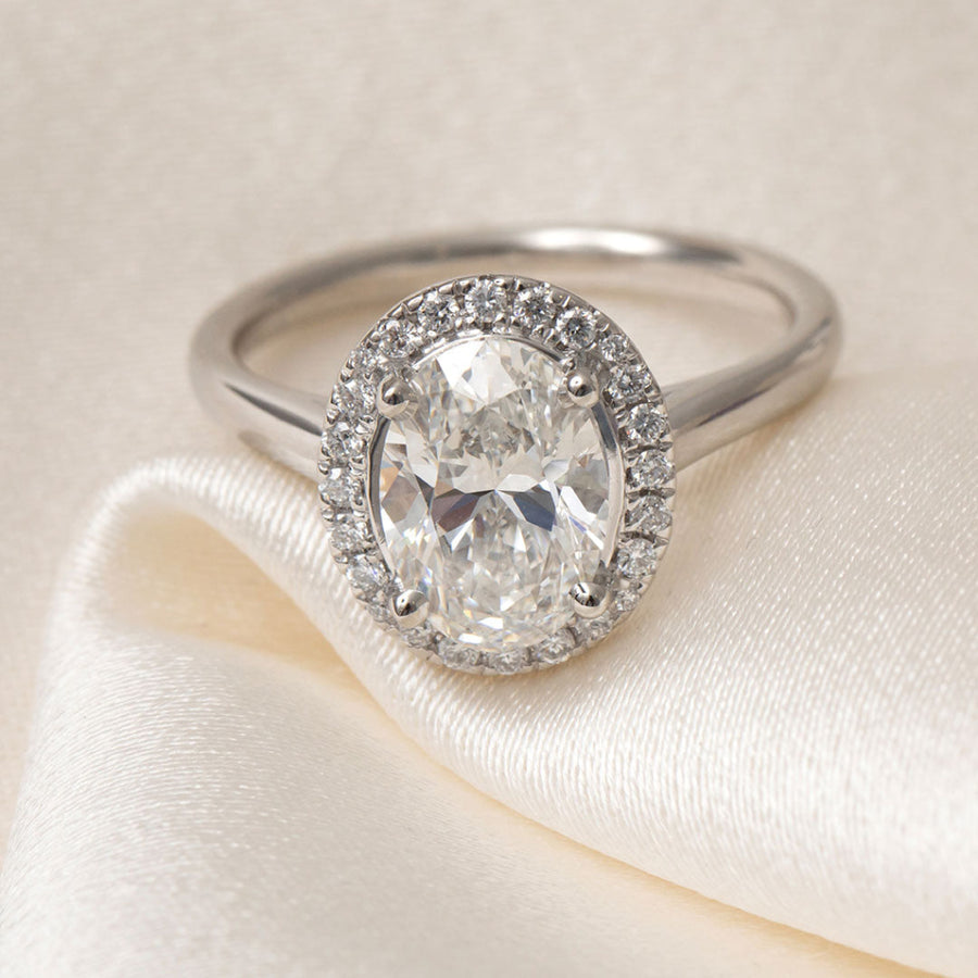 Halo-2.0 CT Oval Lab Grown Diamond Engagement Ring