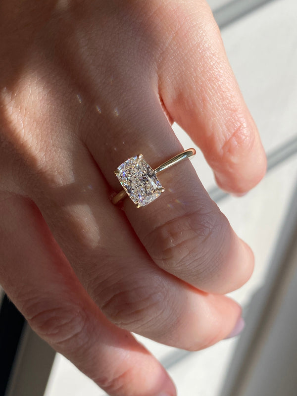 Solitaire & Cathedral-Elongated Cushion Lab Grown Diamond Engagement Ring - Solitaire-Oval Lab Grown Diamond Engagement Ring