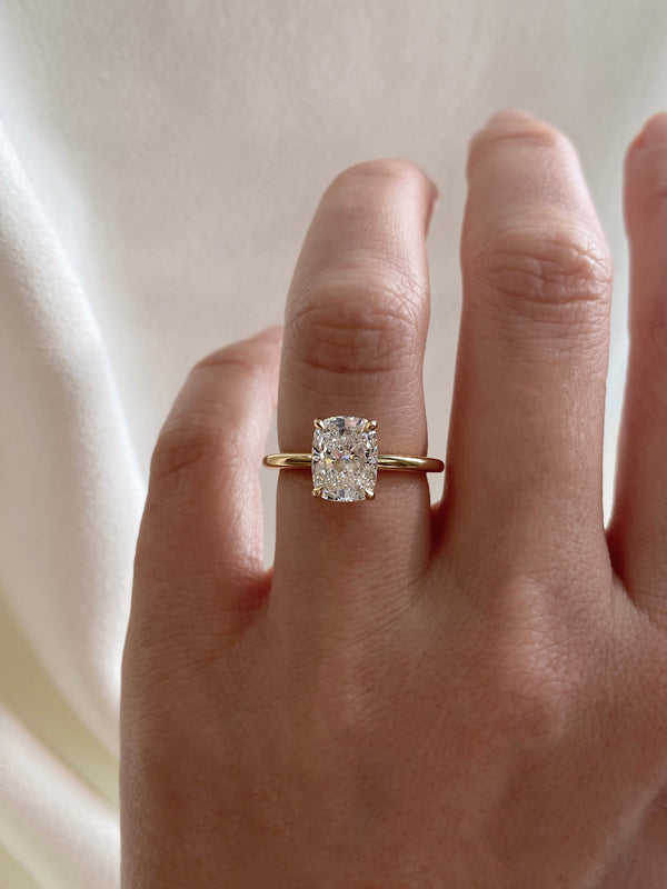 Solitaire-Cushion Lab Grown Diamond Engagement Ring - Solitaire-Oval Lab Grown Diamond Engagement Ring