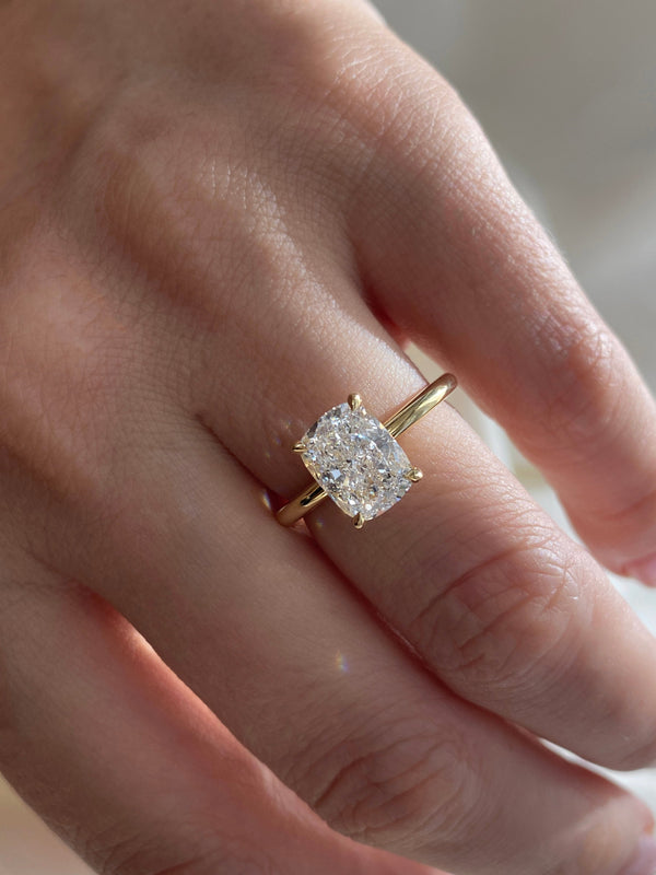 Solitaire-Cushion Lab Grown Diamond Engagement Ring - Solitaire-Oval Lab Grown Diamond Engagement Ring