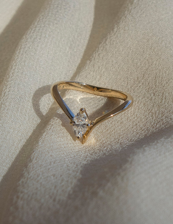 Solitaire Asymmetrical Band-Marquise Lab Grown Diamond Engagement Ring - Solitaire-Oval Lab Grown Diamond Engagement Ring