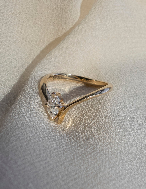 Solitaire Asymmetrical Band-Marquise Lab Grown Diamond Engagement Ring - Solitaire-Oval Lab Grown Diamond Engagement Ring