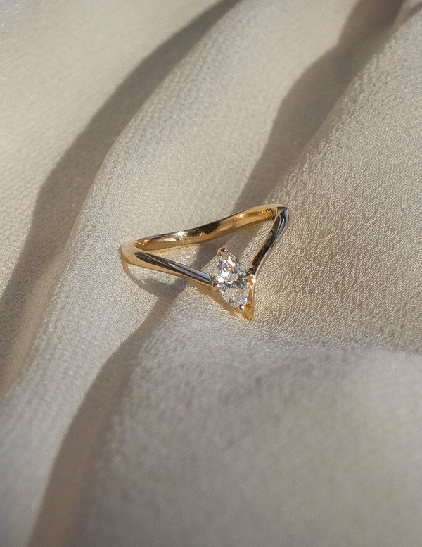 Solitaire Asymmetrical Band-Marquise Lab Grown Diamond Engagement Ring - Solitaire-Oval Lab Grown Diamond Engagement Ring