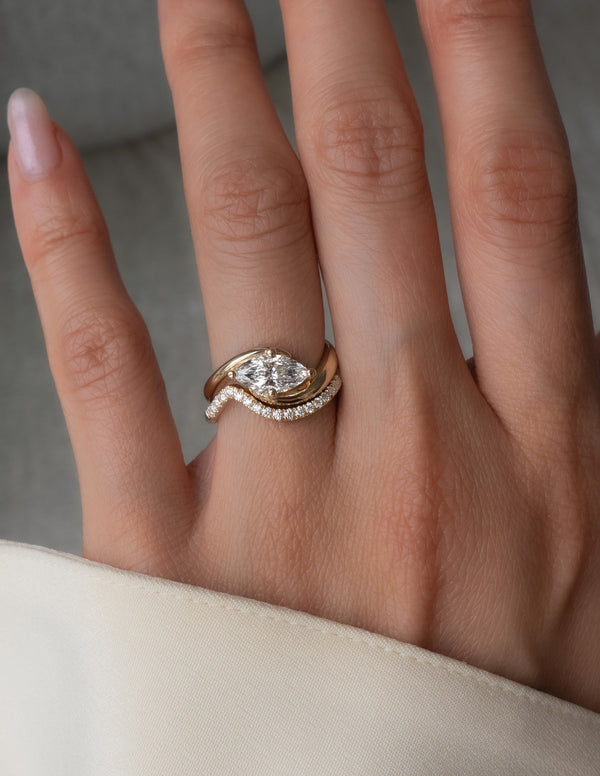 Solitaire Rapture Compass Prong & Pave Band- 1.5 CT Marquise Lab Grown Diamond Bridal Set - Solitaire Rapture & Pave Band- Oval Lab Grown Diamond Bridal Set