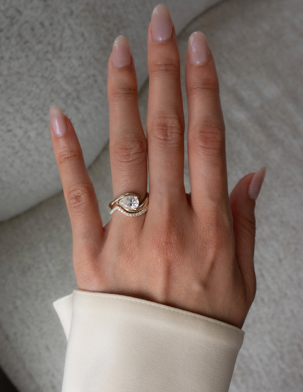 Solitaire Rapture & Pave Band- 1 CT Pear Lab Grown Diamond Bridal Set - Solitaire Rapture & Pave Band- Oval Lab Grown Diamond Bridal Set