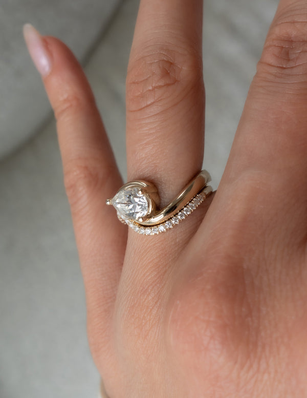 Solitaire Rapture & Pave Band- 1 CT Pear Lab Grown Diamond Bridal Set - Solitaire Rapture & Pave Band- Oval Lab Grown Diamond Bridal Set