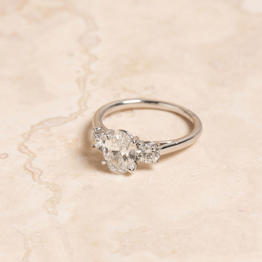 Three Stone-1.5 CT Oval Lab Grown Diamond Engagement Ring