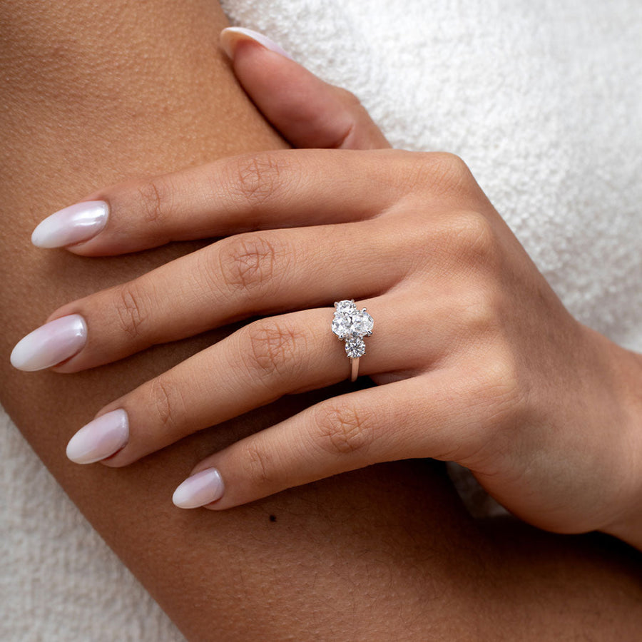 Three Stone-1.5 CT Oval Lab Grown Diamond Engagement Ring