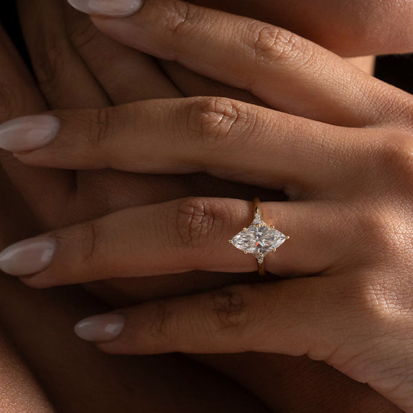Cluster-2.0 CT Marquise Lab Grown Diamond Engagement Ring - Cluster-2.0 CT Marquise Lab Grown Diamond Engagement Ring