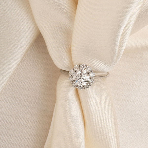Halo-1.0 CT Round Lab Grown Diamond Engagement Ring - Halo-1.0 CT Round Lab Grown Diamond Engagement Ring