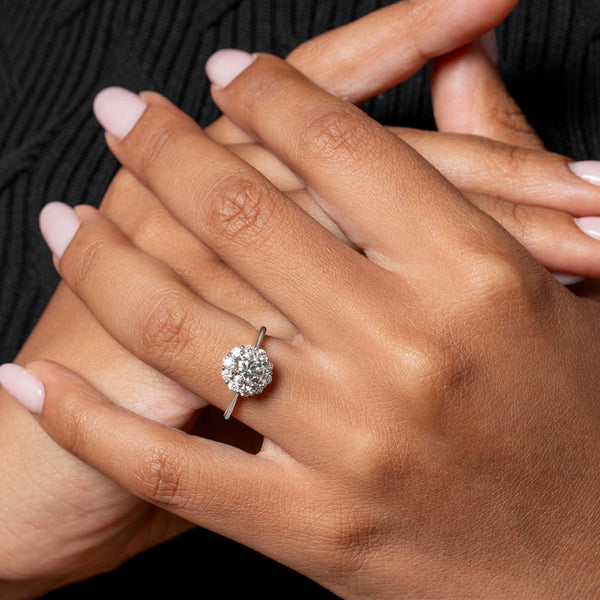 Halo-1.0 CT Round Lab Grown Diamond Engagement Ring - Halo-1.0 CT Round Lab Grown Diamond Engagement Ring