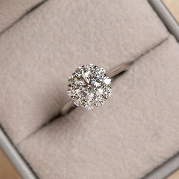 Halo-1.0 CT Round Lab Grown Diamond Engagement Ring - Halo-1.0 CT Round Lab Grown Diamond Engagement Ring