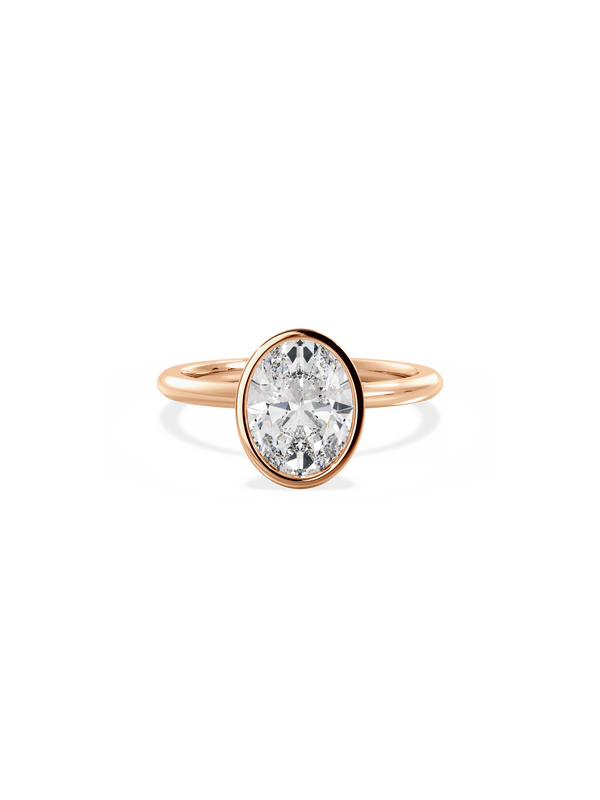Solitaire & Bezel-Oval Lab Grown Diamond Engagement Ring - Solitaire-Oval Lab Grown Diamond Engagement Ring