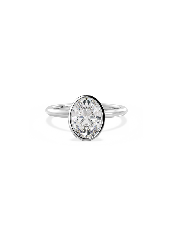 Solitaire & Bezel-Oval Lab Grown Diamond Engagement Ring - Solitaire-Oval Lab Grown Diamond Engagement Ring