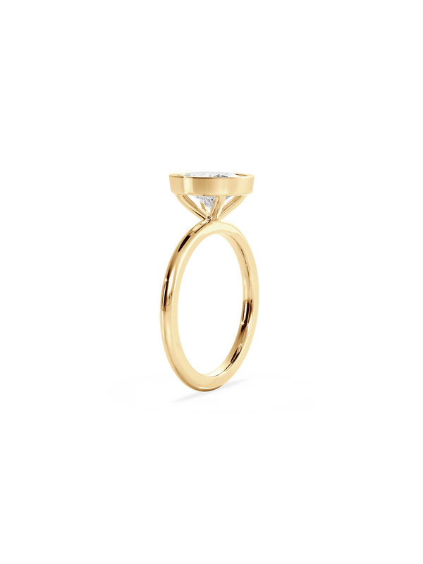 Solitaire & Bezel-Oval Lab Grown Diamond Engagement Ring - Solitaire-Oval Lab Grown Diamond Engagement Ring