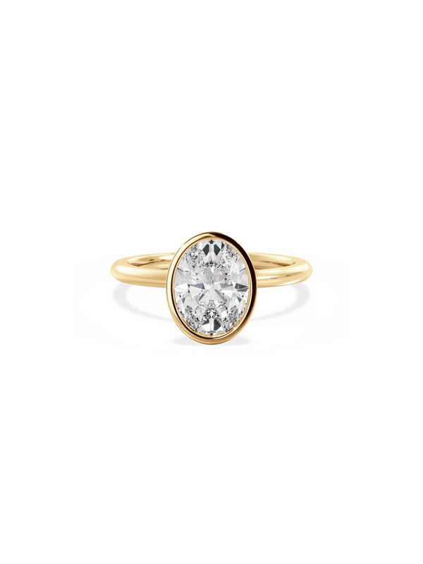 Solitaire & Bezel-Oval Lab Grown Diamond Engagement Ring - Solitaire-Oval Lab Grown Diamond Engagement Ring