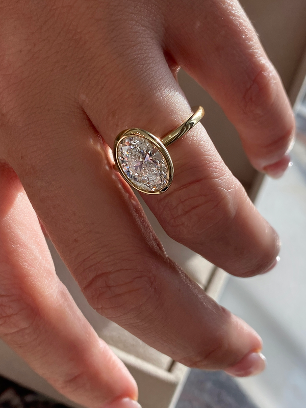 Solitaire & Bezel-Oval Lab Grown Diamond Engagement Ring - Solitaire-Oval Lab Grown Diamond Engagement Ring