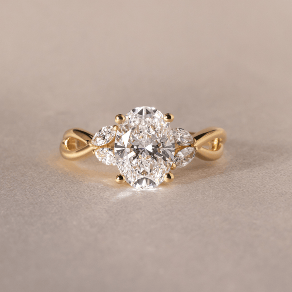 Cluster & Criss Cross-Oval Lab Grown Diamond Engagement Ring - Solitaire-Oval Lab Grown Diamond Engagement Ring
