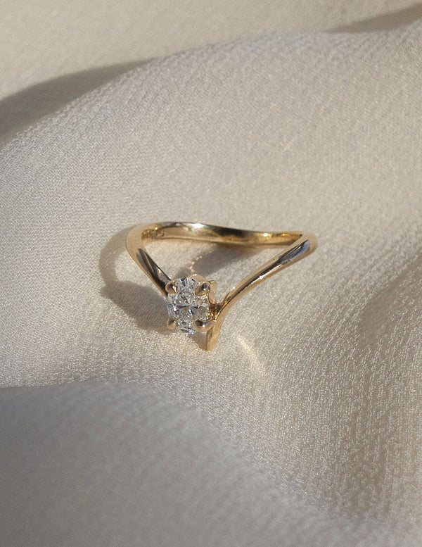 Solitaire Asymmetrical Band-Oval Lab Grown Diamond Engagement Ring - Solitaire-Oval Lab Grown Diamond Engagement Ring