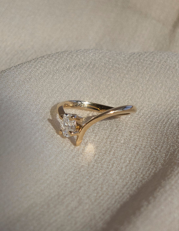 Solitaire Asymmetrical Band-Oval Lab Grown Diamond Engagement Ring - Solitaire-Oval Lab Grown Diamond Engagement Ring