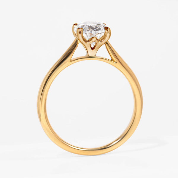 Solitaire Tulip Style-1.5 CT Oval Lab Grown Diamond Engagement Ring - Solitaire Tulip Style-1.5 CT Oval Lab Grown Diamond Engagement Ring