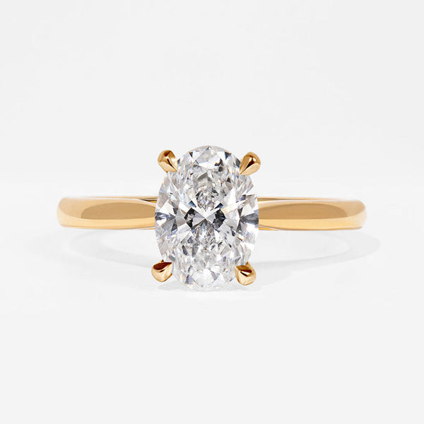 Solitaire Tulip Style-1.5 CT Oval Lab Grown Diamond Engagement Ring - Solitaire Tulip Style-1.5 CT Oval Lab Grown Diamond Engagement Ring