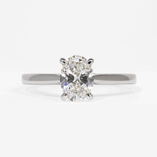 Solitaire Tulip Style-1.0 CT Oval Lab Grown Diamond Engagement Ring - Solitaire Tulip Style-1.0 CT Oval Lab Grown Diamond Engagement Ring