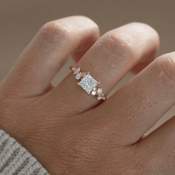 Cluster-Princess Lab Grown Diamond Engagement Ring - Solitaire-Oval Lab Grown Diamond Engagement Ring