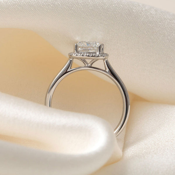 Halo-1.0 Cushion Lab Grown Diamond Engagement Ring - Halo-1.0 Cushion Lab Grown Diamond Engagement Ring