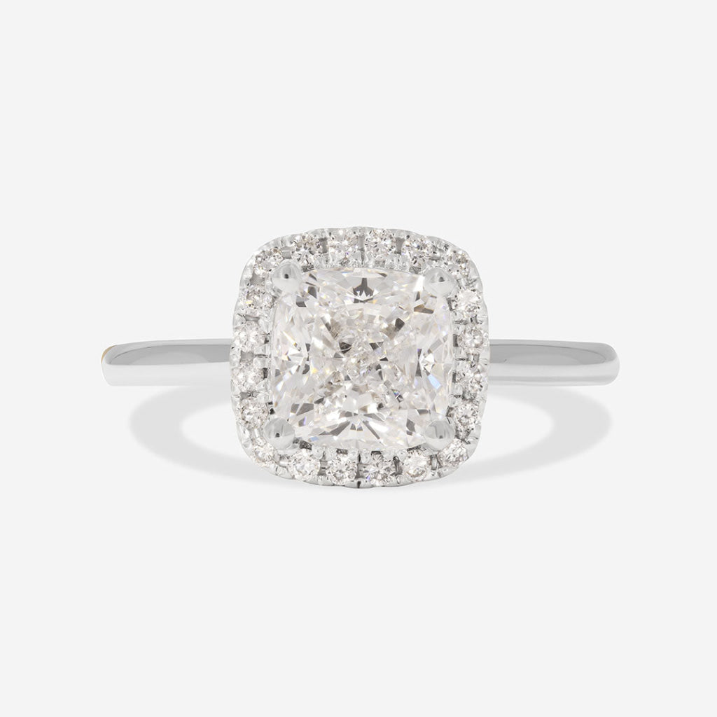 Halo-1.0 Cushion Lab Grown Diamond Engagement Ring