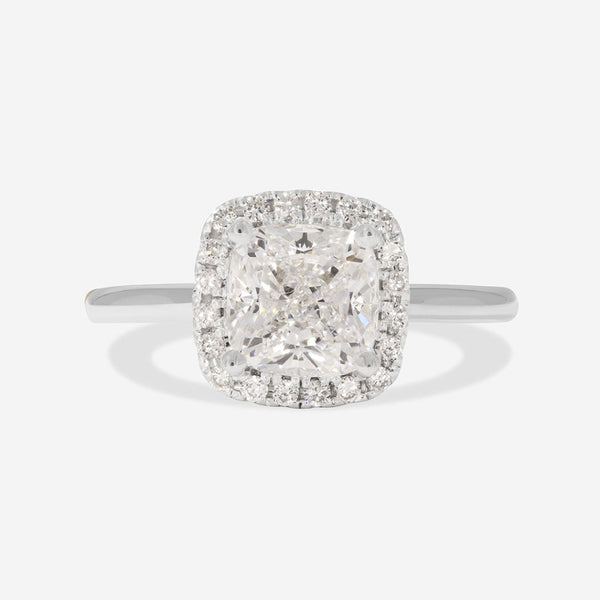 Halo-1.0 Cushion Lab Grown Diamond Engagement Ring - Halo-1.0 Cushion Lab Grown Diamond Engagement Ring