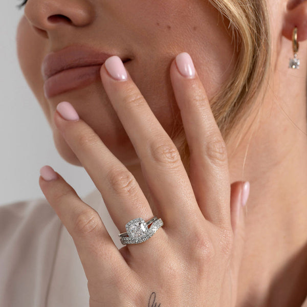 Halo-1.0 Cushion Lab Grown Diamond Engagement Ring - Halo-1.0 Cushion Lab Grown Diamond Engagement Ring