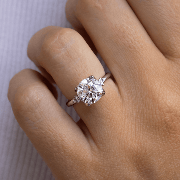 Cluster-Round Lab Grown Diamond Engagement Ring - Solitaire-Oval Lab Grown Diamond Engagement Ring