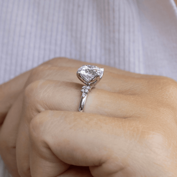 Cluster-Round Lab Grown Diamond Engagement Ring - Solitaire-Oval Lab Grown Diamond Engagement Ring