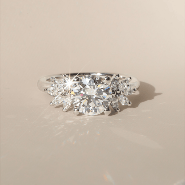 Cluster-Round Lab Grown Diamond Engagement Ring - Solitaire-Oval Lab Grown Diamond Engagement Ring