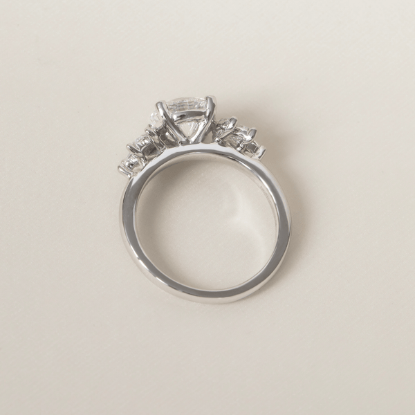 Cluster-Round Lab Grown Diamond Engagement Ring - Solitaire-Oval Lab Grown Diamond Engagement Ring