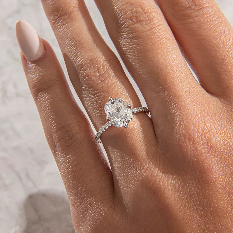 Pave-Elongated Cushion Lab Grown Diamond Engagement Ring