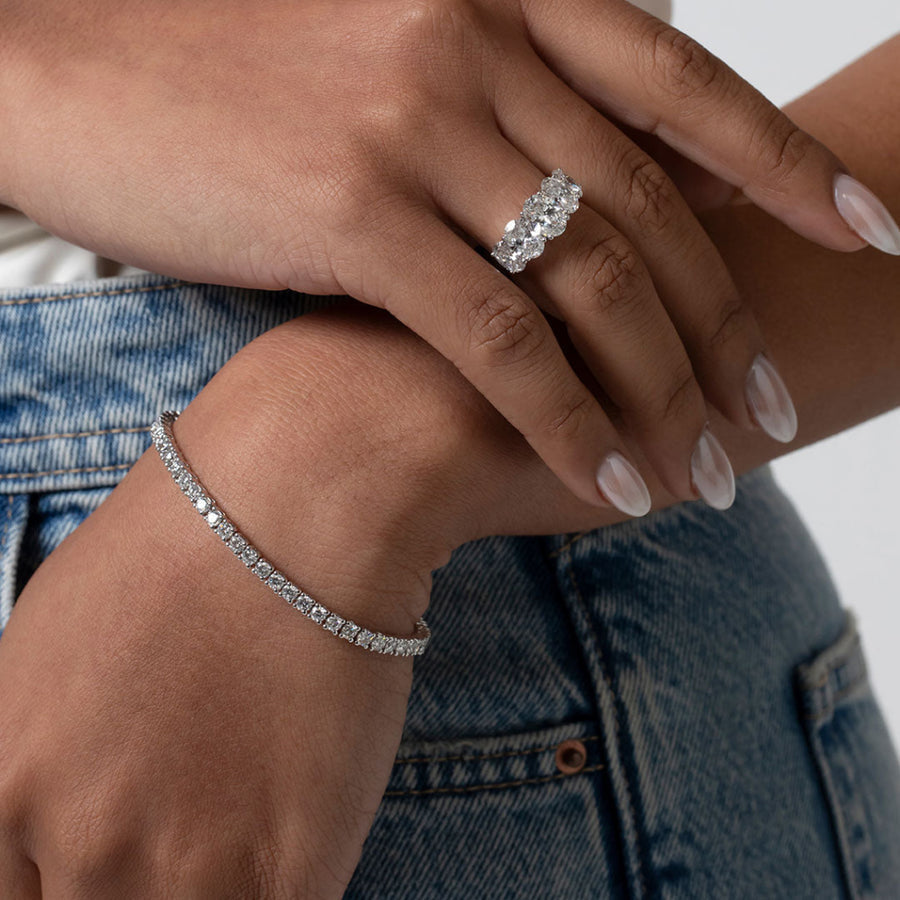 Five Stone-5.0 CT Oval Lab Grown Diamond Engagement Ring