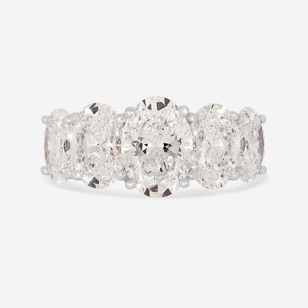 Five Stone-5.0 CT Oval Lab Grown Diamond Engagement Ring - Five Stone-5.0 CT Oval Lab Grown Diamond Engagement Ring