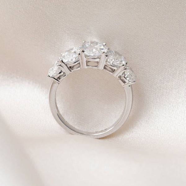 Five Stone-5.0 CT Oval Lab Grown Diamond Engagement Ring - Five Stone-5.0 CT Oval Lab Grown Diamond Engagement Ring