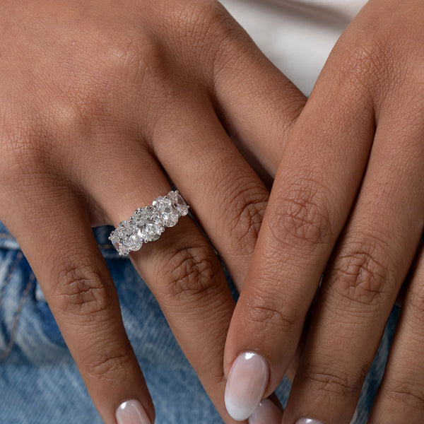 Five Stone-5.0 CT Oval Lab Grown Diamond Engagement Ring - Five Stone-5.0 CT Oval Lab Grown Diamond Engagement Ring