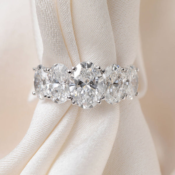 Five Stone-5.0 CT Oval Lab Grown Diamond Engagement Ring - Five Stone-5.0 CT Oval Lab Grown Diamond Engagement Ring