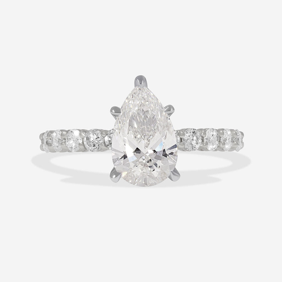 Pave-1.5 CT Pear Lab Grown Diamond Engagement Ring