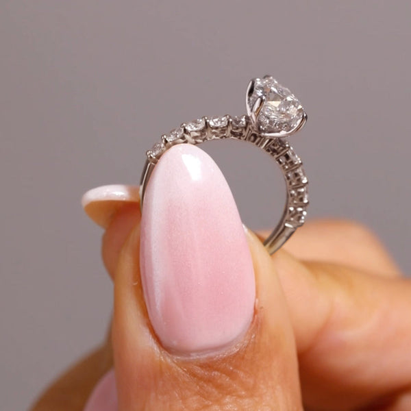 Pave-1.5 CT Pear Lab Grown Diamond Engagement Ring - Pave-1.5 CT Pear Lab Grown Diamond Engagement Ring