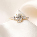 Three Stone & Dainty Pave-2.0 CT Oval Lab Grown Diamond Engagement Ring