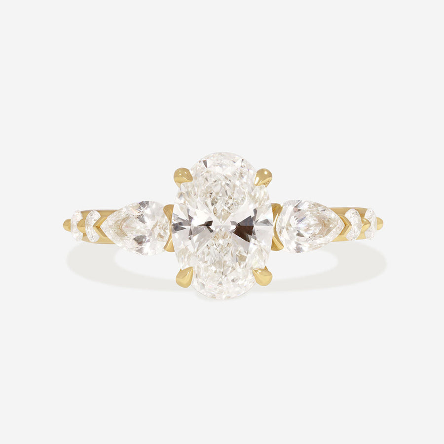 Three Stone & Dainty Pave-2.0 CT Oval Lab Grown Diamond Engagement Ring